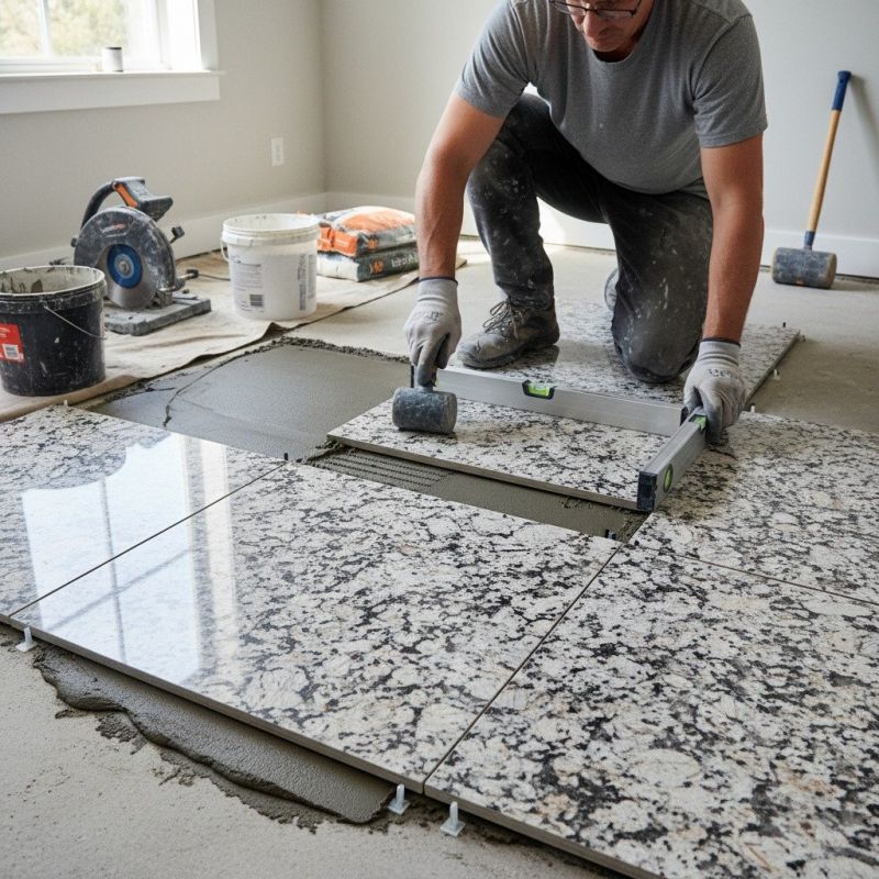 White Marble Tile Installation in Alpharetta, GA